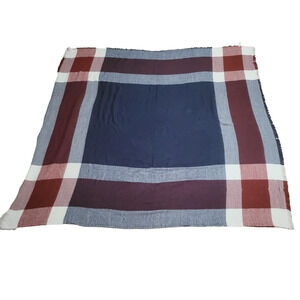 Macchia di Ruggine Blue Red White Plaid Colorblock Wrap Scarf